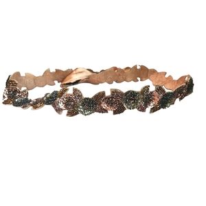 Sequin Floral Design Belt With Satin Ash Tie Adjustable.